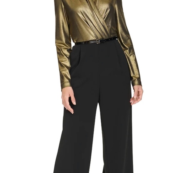 Tommy Hilfiger Women's Shimmer Belted Wide-Leg Jumpsuit - Picture 2 of 4